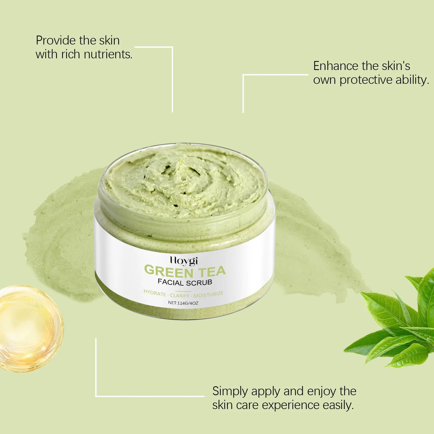 Green Tea Facial Scrub Deep Pore Cleansing Hydrating Blackhead Removal Dead Skin Gentle Exfoliating Scrub Skin Renewal Skin Care