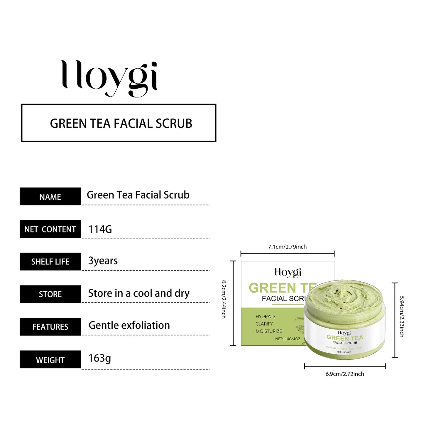 Green Tea Facial Scrub Deep Pore Cleansing Hydrating Blackhead Removal Dead Skin Gentle Exfoliating Scrub Skin Renewal Skin Care